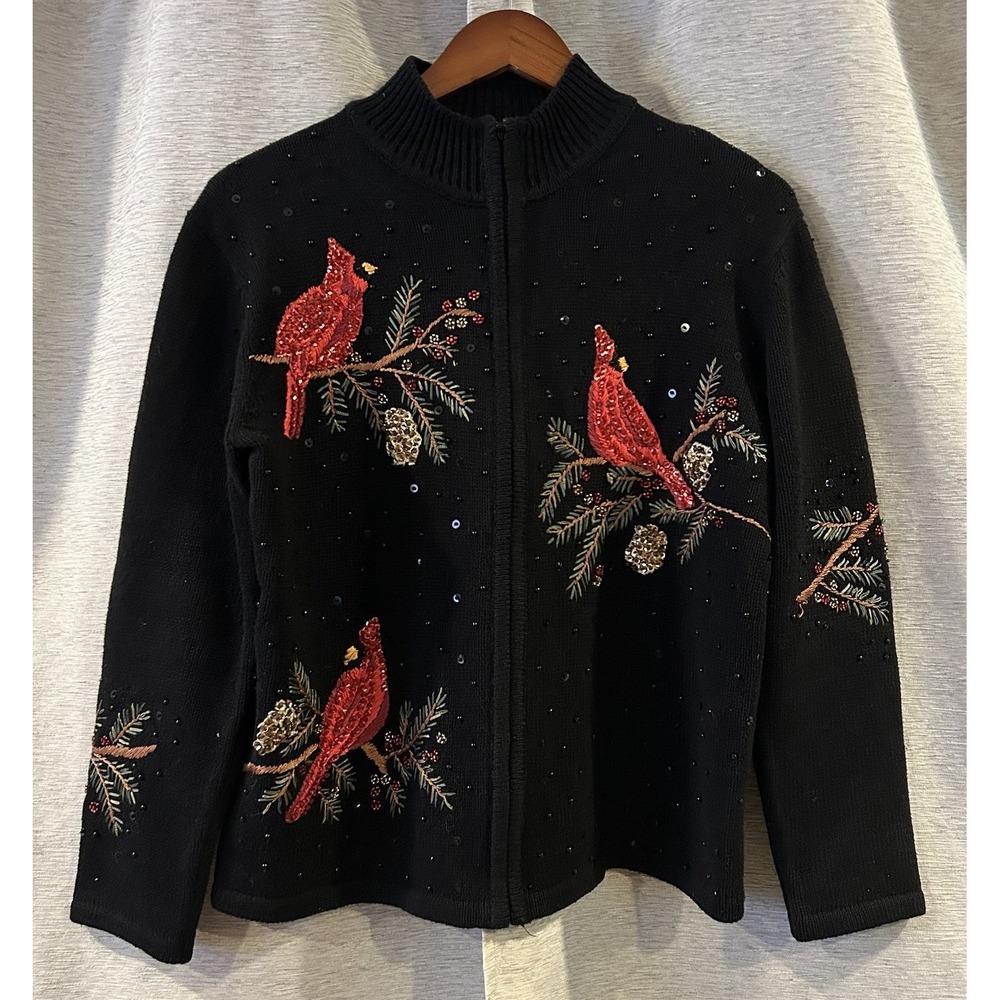 New Tags Heirloom Collectibles 2004 Cardinal Christmas Sweater‎ Small Black